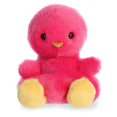 Bright pink plush chick with yellow feet and a sweet, friendly face, fits in the palm of your hand!